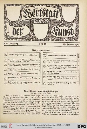 16: Max Klinger, dem Sechzigjährigen