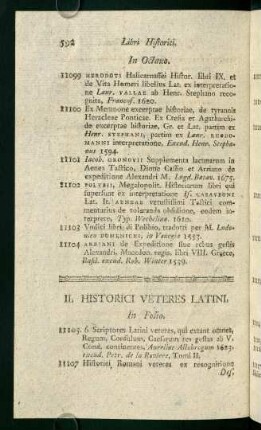 II. Historici Veteres Latini