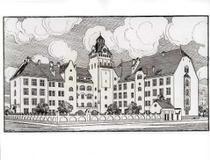 Fischer, Theodor; München, Elisabethplatz; Elisabethschule - Straßenansicht