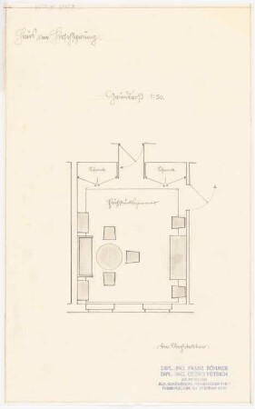 Haus Darré, Berlin-Dahlem Umbau: Möblierung Frühstückszimmer 1:50