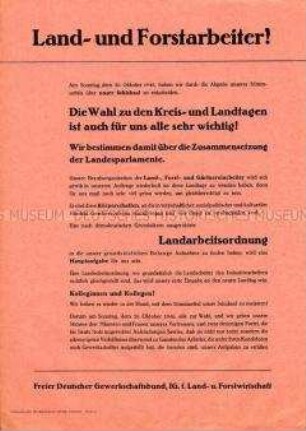 Wahlaufruf der IG Land- und Forstwirtschaft zu den Landtagswahlen 1946