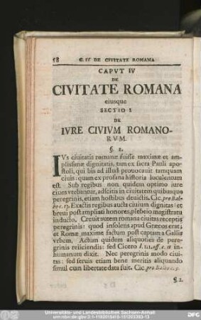 Sectio I De Iure Civium Romanorum.