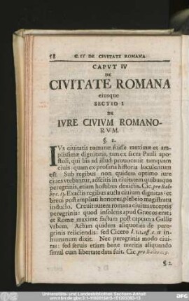 Sectio I De Iure Civium Romanorum.