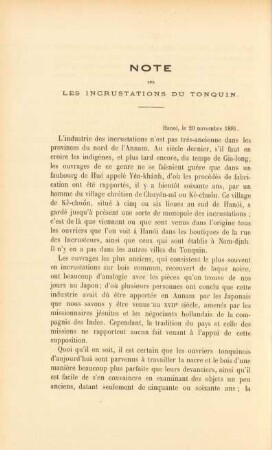 Notes sur les incrustations du Tonquin