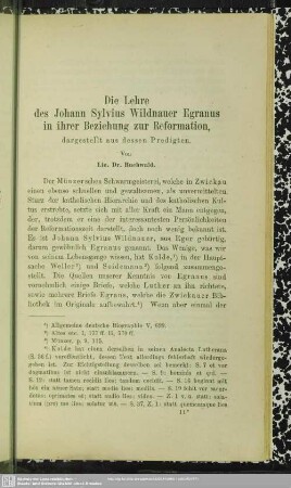 Die Lehre des Johann Sylvius Wildnauer Egranus in ihrer Beziehung zur Reformation : dargestellt aus dessen Predigten