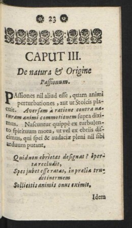 Caput III. De natura & Origine Passionum.