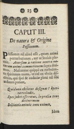 Caput III. De natura & Origine Passionum.