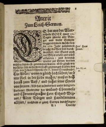 Antrit Zum Leich-Sermon.