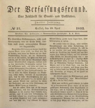№ 33. Cassel, den 25. April 1832.