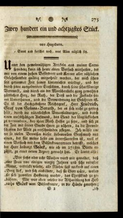 Zwey hundert ein und achtzigstes Stück