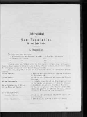 Jahresbericht der Bau-Deputation für das Jahr 1890.