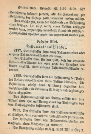Sechster Titel. Testamentsvollstrecker