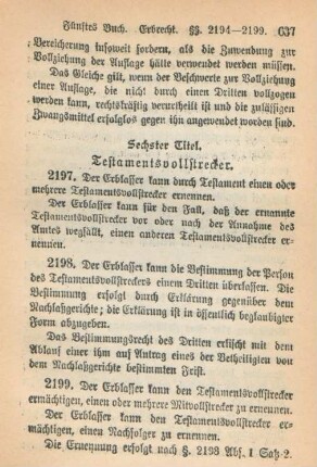 Sechster Titel. Testamentsvollstrecker