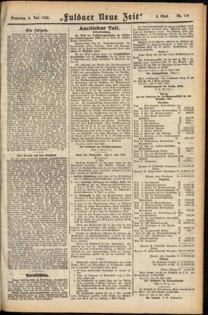 Zweite Ausgabe vom Samstag, den 08. Juli 1922.