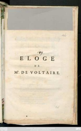 Eloge de Mr. de Voltaire