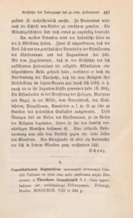 487-491 [Rezension] Granderath, Theodor, Constitutiones dogmaticae sacrosancti oecumenici Concilii Vaticani ex ipsis eius actis explicatae atque illustratae