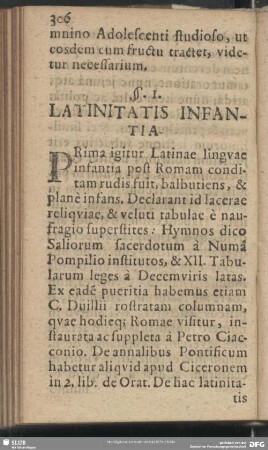 §. I. Latinitatis Infantia