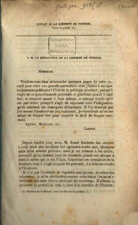 Extrait de la Liberté de Penser, revue mensuelle