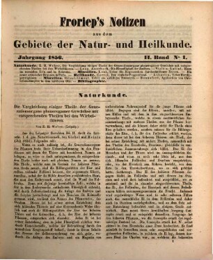 Froriep's Notizen aus dem Gebiete der Natur- und Heilkunde. 1856,2