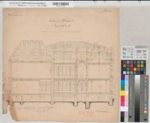 Münster (Münster) Akademie Blatt 13 Schnitt 1889 1 : 100 49 x 50 kol. Zeichnung Staatshochbauamt Münster