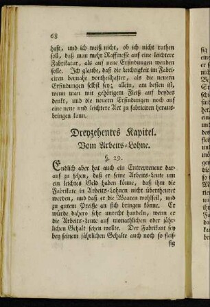 Dreyzehentes Kapitel. Vom Arbeits-Lohne.