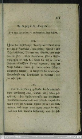 Vierzehntes Kapitel. Von dem Verhalten bei ansteckenden Krankheiten