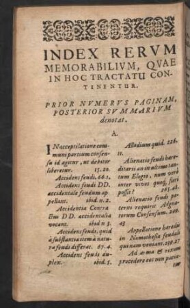 Index rerum memorabilium, quae in hoc tractatu continentur.