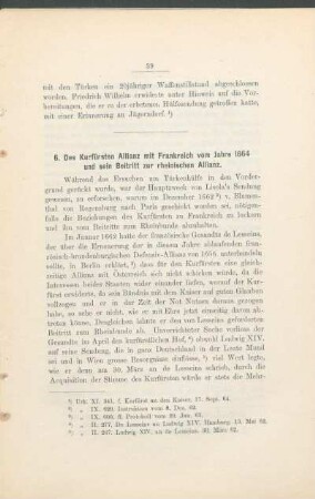 6. Des Kurfürsten Allianz mit Frankreich vom Jahre 1664 und sein Beitritt zur rheinischen Allianz.
