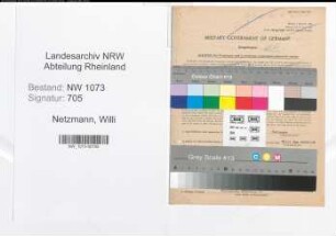Entnazifizierung Willi Netzmann , geb. 31.01.1915 (Reichsbahninspektor)