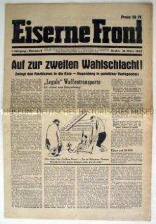Wochenzeitung der Eisernen Front mit Wahlpropaganda