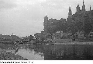 Ansichten von Meißen : Stadtansicht mit Albrechtsburg vom rechten Elbufer