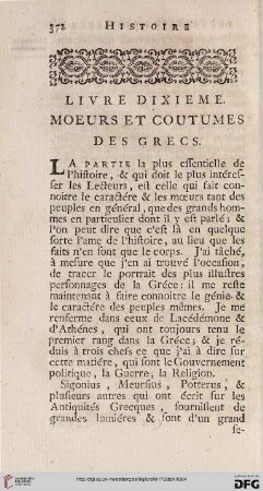 Livre dixième: Mœurs et coutumes des Grecs
