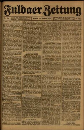 Ausgabe vom Freitag, den 20. Februar 1920.