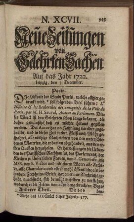 N. XCVII. Leipzig, den 3 December. - N. CV. Leipzig, den 31 December.