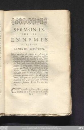Sermon IX. Sur Les Ennemis Et Sur Les Armes Du Chrétien.