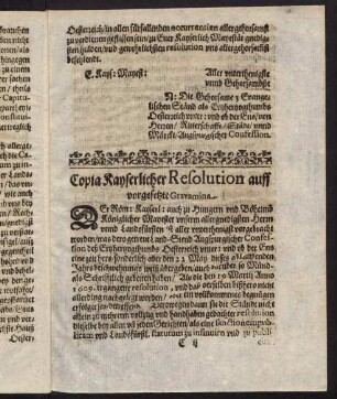 C2r-D1v, Copia Kayserlicher Resolution auff vorgesetzte Gravamina