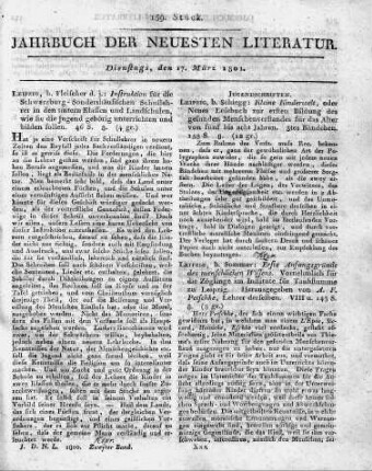 Leipzig, b. Schiegg: Kleine Kinderwelt, oder Neues Lesebuch zur ersten Bildung des gesunden Menschenverstandes für das Alter von fünf bis acht Jahren, 3tes Bändchen. 158 S. 8.