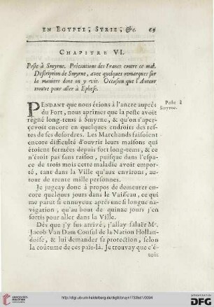 Chapitre VI: Peste à Smyrne. Précautions des Francs contre ce mal. […]