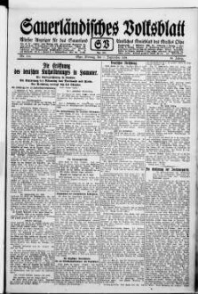 Sauerländisches Volksblatt : aeltester Anzeiger des Sauerlandes : ueber 100 Jahre Heimat- und Kreisblatt im Kreise Olpe : Tageszeitung für Politik, Unterhaltung und Belehrung