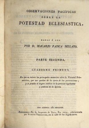 Observaciones pacificas sobre la potestad eclesiástica, 2