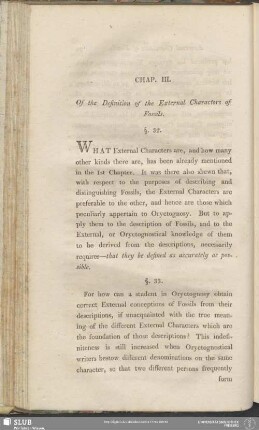 Chap. III. Of the Definition of the External Characters of Fossils