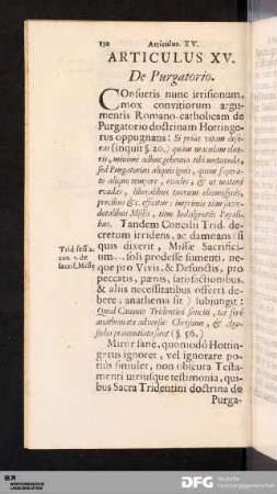 Articulus XV. De Purgatorio.
