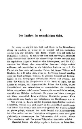 I. Der Instinct im menschlichen Geist.