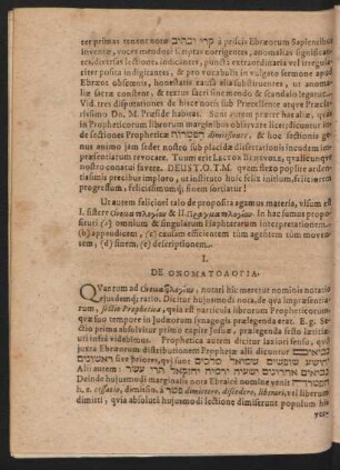 I. De Onomatologia.