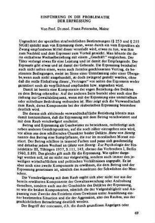 Einführung in die Problematik der Erpressung