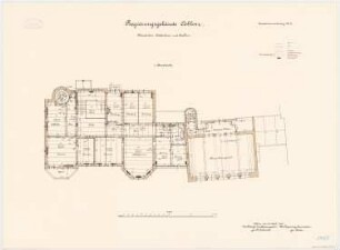 Regierungsgebäude, Koblenz Präsidenten-Wohnhaus und Saalbau: Grundriss 1. OG 1:100