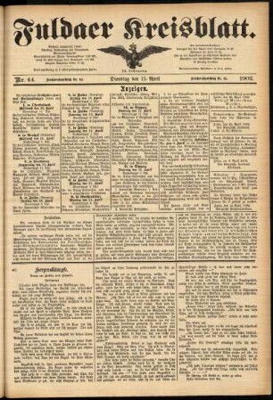 Ausgabe vom Dienstag, den 15. April 1902.