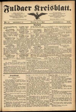 Ausgabe vom Dienstag, den 15. April 1902.