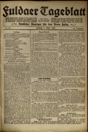 Ausgabe vom Freitag, den 07. Mai 1920.
