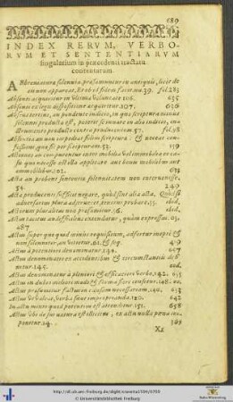 Index Rerum, Verborum Et Sententiarum